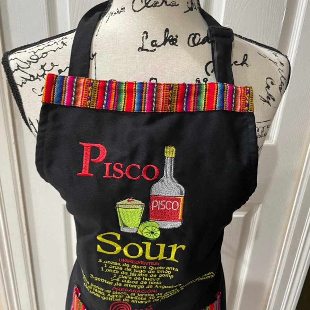 APRON PERUVIAN GRUNGE INKA WITH PISCO SOUR RECIPE ONE SIZE PERFECT GIFT - Picture 7 of 8
